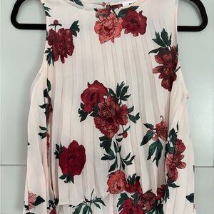 BB Dakota Floral Pleated Blouse - Red and Green